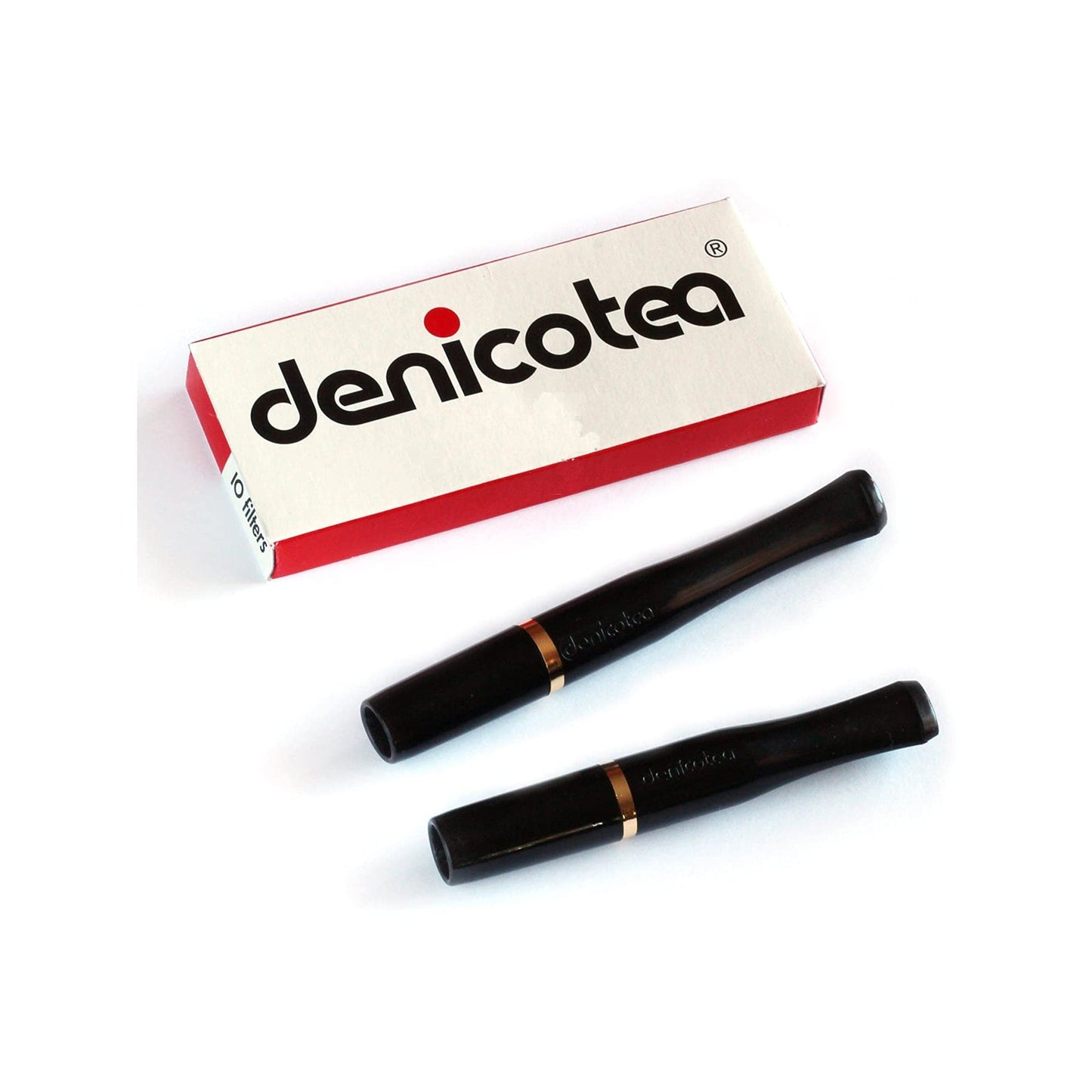 Denicotea 2 Holders Black/Gold Ring with 10 Filters 241299