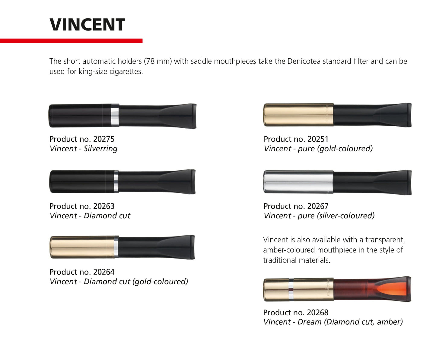 Vincent Series Amber Saddle Ejector Holder with 10 Free Filters - 20268