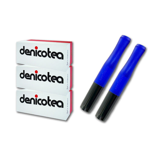 Denicotea Special Edition Combo  2-Black and Blue Holders and 150 filters  24100