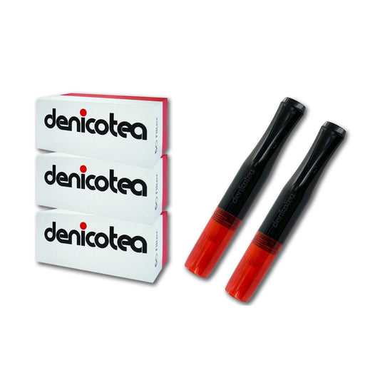 Denicotea Special Edition Combo 2-Red and Black Holders with 150 filters - 24104